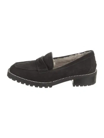 Pre-owned Jimmy Choo Suede Crystal Embellishments Loafers In Black