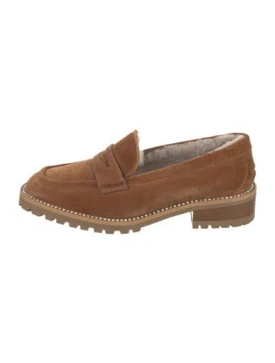 Pre-owned Jimmy Choo Suede Crystal Embellishments Loafers In Brown