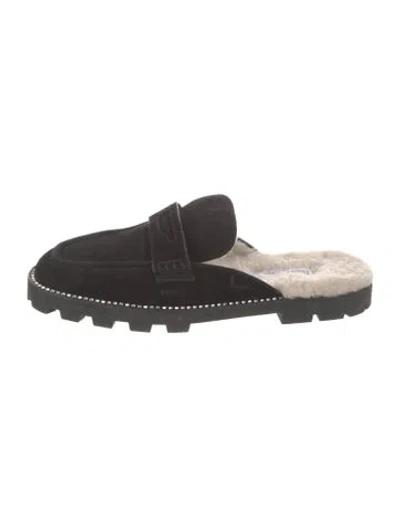 Pre-owned Jimmy Choo Suede Crystal Embellishments Mules In Black