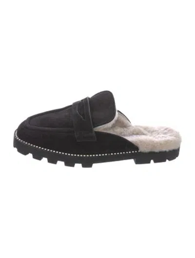 Pre-owned Jimmy Choo Suede Crystal Embellishments Mules In Black