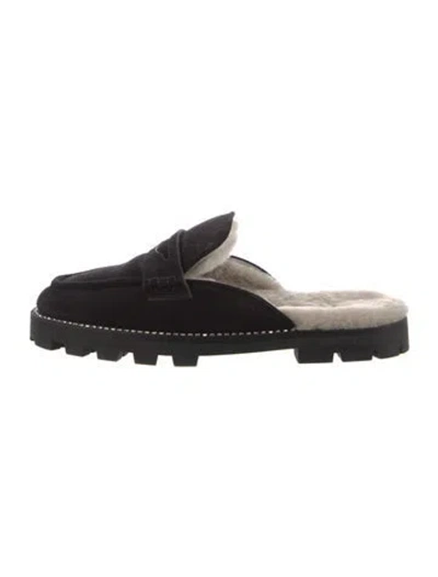 Pre-owned Jimmy Choo Suede Crystal Embellishments Mules In Black