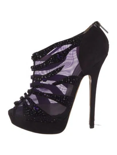 Pre-owned Jimmy Choo Suede Crystal Embellishments Pumps In Purple