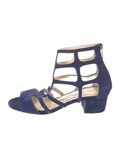 Pre-owned Jimmy Choo Suede Cutout Accent Gladiator Sandals In Blue