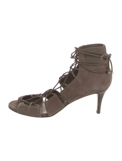 Pre-owned Jimmy Choo Suede Cutout Accent Gladiator Sandals In Brown