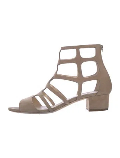 Pre-owned Jimmy Choo Suede Cutout Accent Gladiator Sandals In Neutral