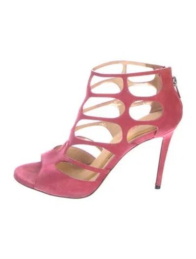 Pre-owned Jimmy Choo Suede Cutout Accent Gladiator Sandals In Pink