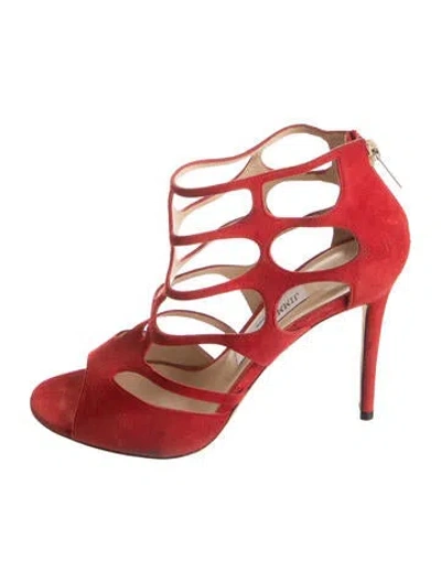Pre-owned Jimmy Choo Suede Cutout Accent Gladiator Sandals In Red
