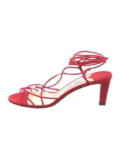Pre-owned Jimmy Choo Suede Cutout Accent Gladiator Sandals In Red
