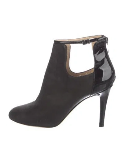 Pre-owned Jimmy Choo Suede Cutout Accent Mules In Black