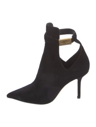 Pre-owned Jimmy Choo Suede Cutout Accent Sock Boots In Black