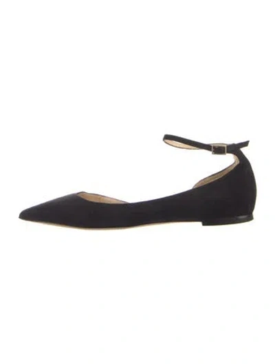 Pre-owned Jimmy Choo Suede D'orsay Flats In Black