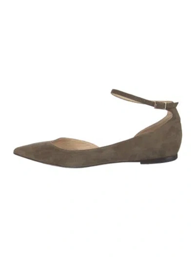 Pre-owned Jimmy Choo Suede D'orsay Flats In Neutral