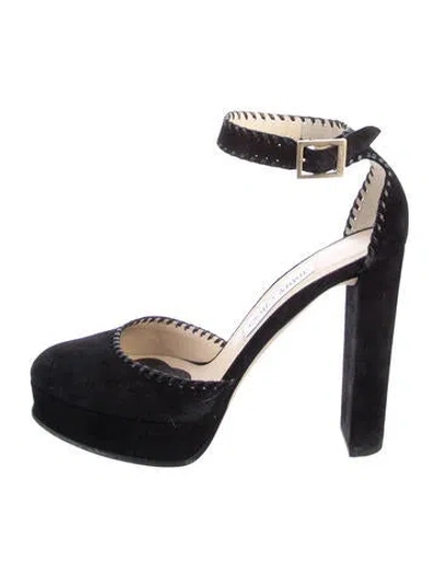 Pre-owned Jimmy Choo Suede D'orsay Pumps In Black