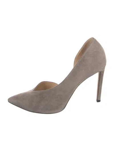 Pre-owned Jimmy Choo Suede D'orsay Pumps In Gray