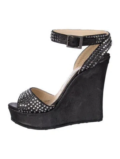 Pre-owned Jimmy Choo Suede Espadrilles In Black