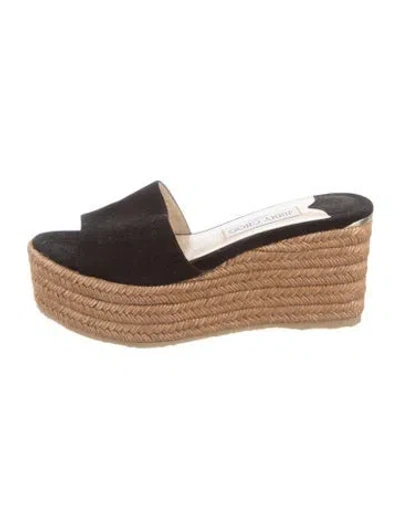 Pre-owned Jimmy Choo Suede Espadrilles In Black