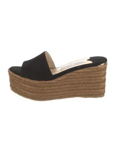 Pre-owned Jimmy Choo Suede Espadrilles In Black
