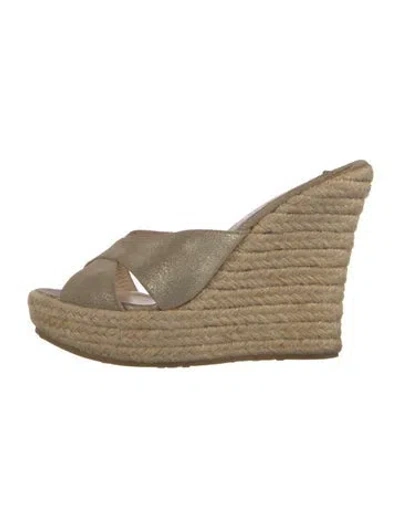 Pre-owned Jimmy Choo Suede Espadrilles In Gold