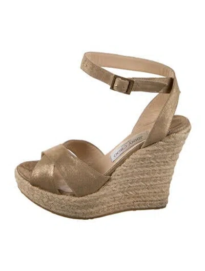 Pre-owned Jimmy Choo Suede Espadrilles In Gold