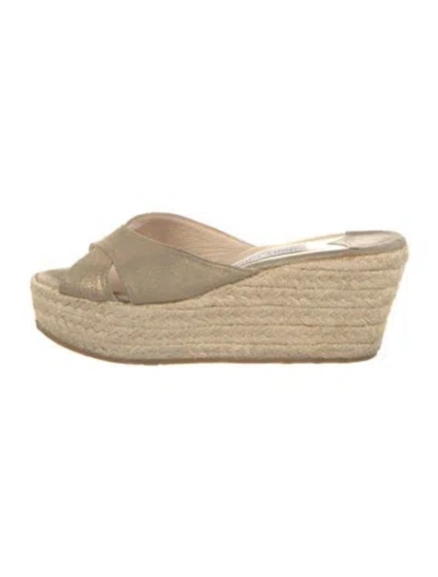 Pre-owned Jimmy Choo Suede Espadrilles In Metallic/neutrals