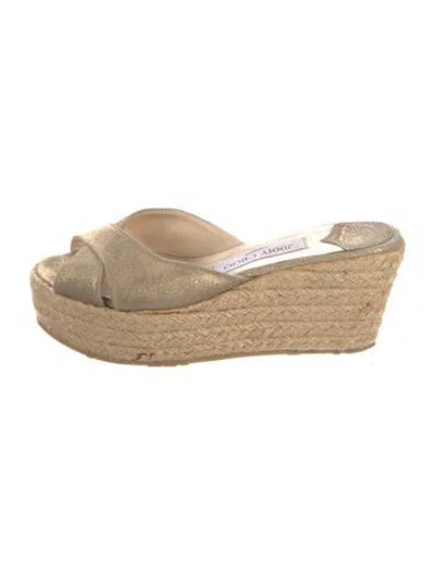 Pre-owned Jimmy Choo Suede Espadrilles In Metallic/neutrals