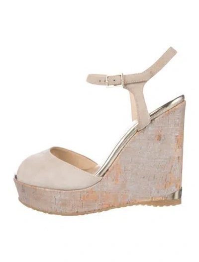 Pre-owned Jimmy Choo Suede Espadrilles In Neutral