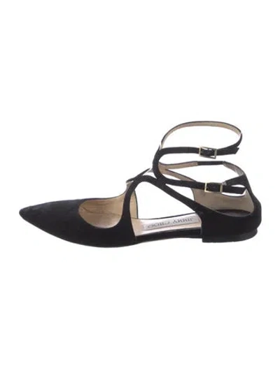 Pre-owned Jimmy Choo Suede Flats In Black