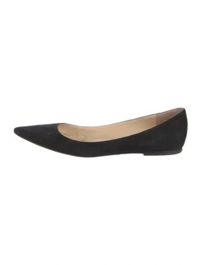 Pre-owned Jimmy Choo Suede Flats In Black