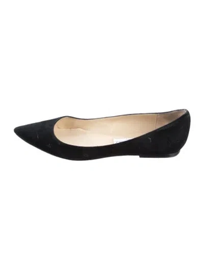 Pre-owned Jimmy Choo Suede Flats In Black