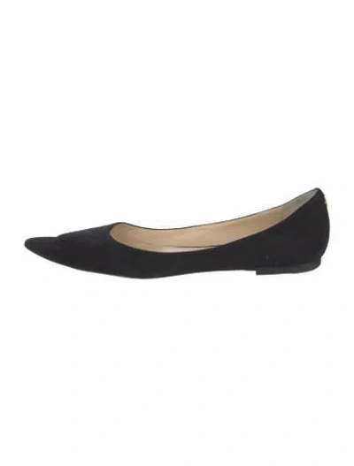Pre-owned Jimmy Choo Suede Flats In Black