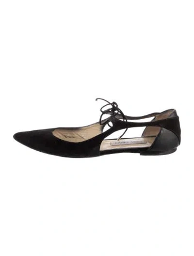 Pre-owned Jimmy Choo Suede Flats In Black