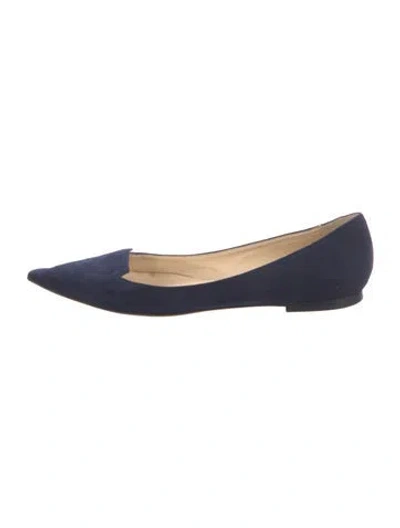 Pre-owned Jimmy Choo Suede Flats In Blue