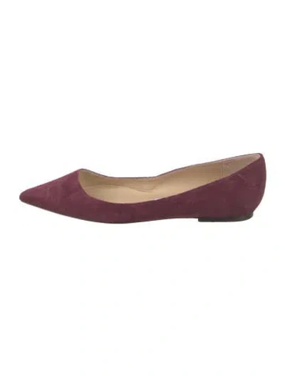 Pre-owned Jimmy Choo Suede Flats In Burgundy