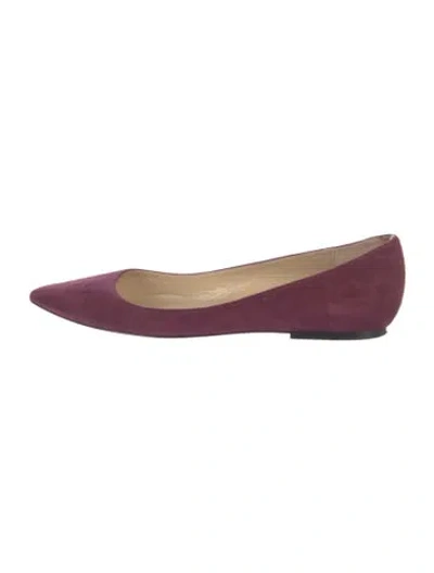 Pre-owned Jimmy Choo Suede Flats In Burgundy