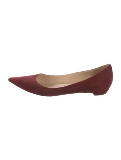 Pre-owned Jimmy Choo Suede Flats In Burgundy