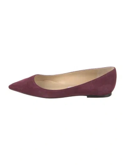 Pre-owned Jimmy Choo Suede Flats In Burgundy