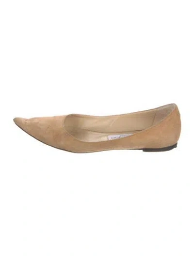 Pre-owned Jimmy Choo Suede Flats In Neutral