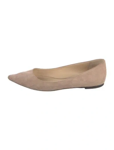 Pre-owned Jimmy Choo Suede Flats In Neutrals