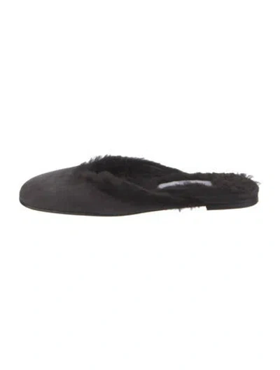 Pre-owned Jimmy Choo Suede Fur Trim Mules In Gray