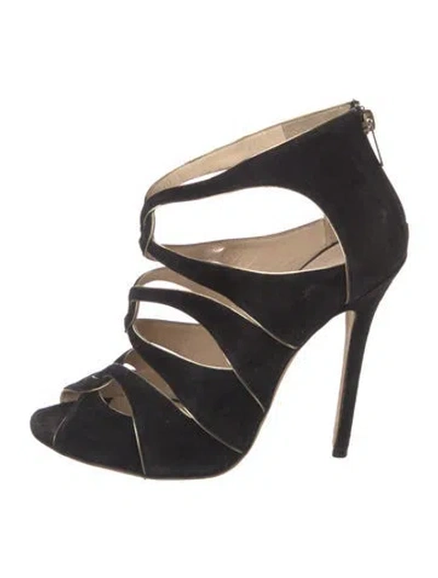 Pre-owned Jimmy Choo Suede Gladiator Sandals In Black
