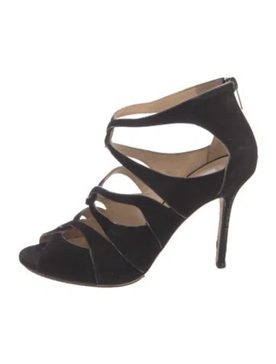 Pre-owned Jimmy Choo Suede Gladiator Sandals In Black