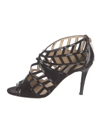 Pre-owned Jimmy Choo Suede Gladiator Sandals In Black
