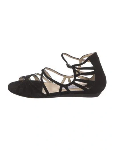 Pre-owned Jimmy Choo Suede Gladiator Sandals In Black