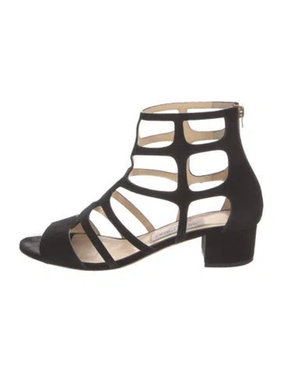 Pre-owned Jimmy Choo Suede Gladiator Sandals In Black