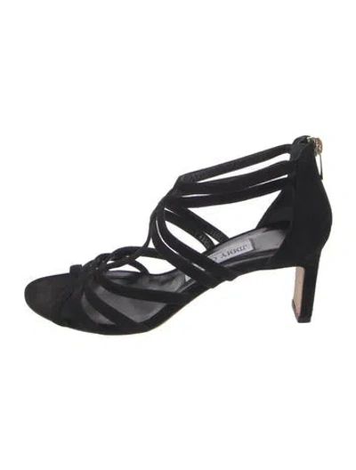 Pre-owned Jimmy Choo Suede Gladiator Sandals In Black