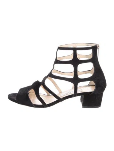 Pre-owned Jimmy Choo Suede Gladiator Sandals In Black
