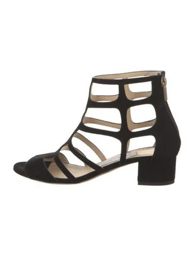 Pre-owned Jimmy Choo Suede Gladiator Sandals In Black