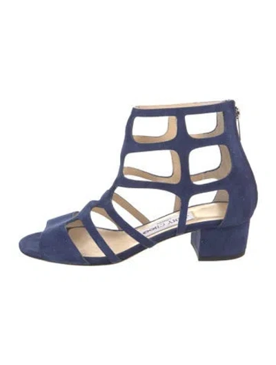 Pre-owned Jimmy Choo Suede Gladiator Sandals In Blue