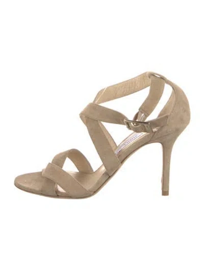Pre-owned Jimmy Choo Suede Gladiator Sandals In Neutral