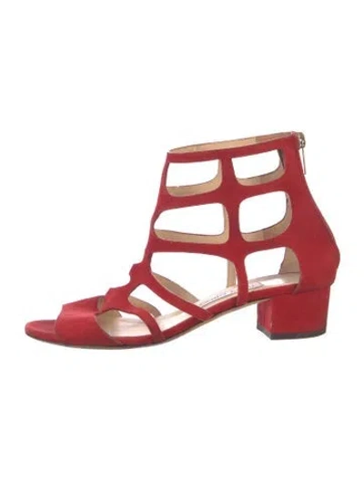 Pre-owned Jimmy Choo Suede Gladiator Sandals In Red